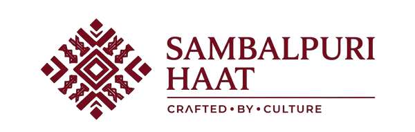 Logo of Sambalpuri Haat with a decorative design on a white background